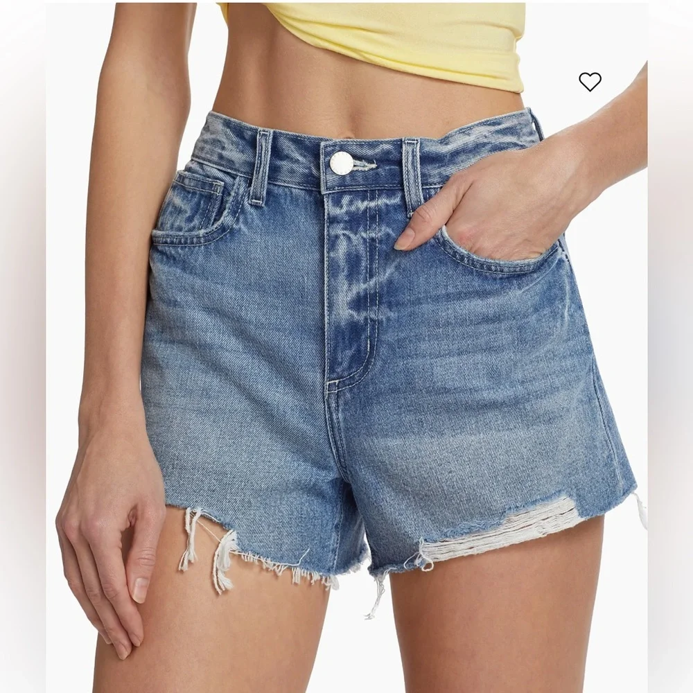 L'AGENCE Beck High Rise Distressed Santee Blue Jean Shorts Size 28